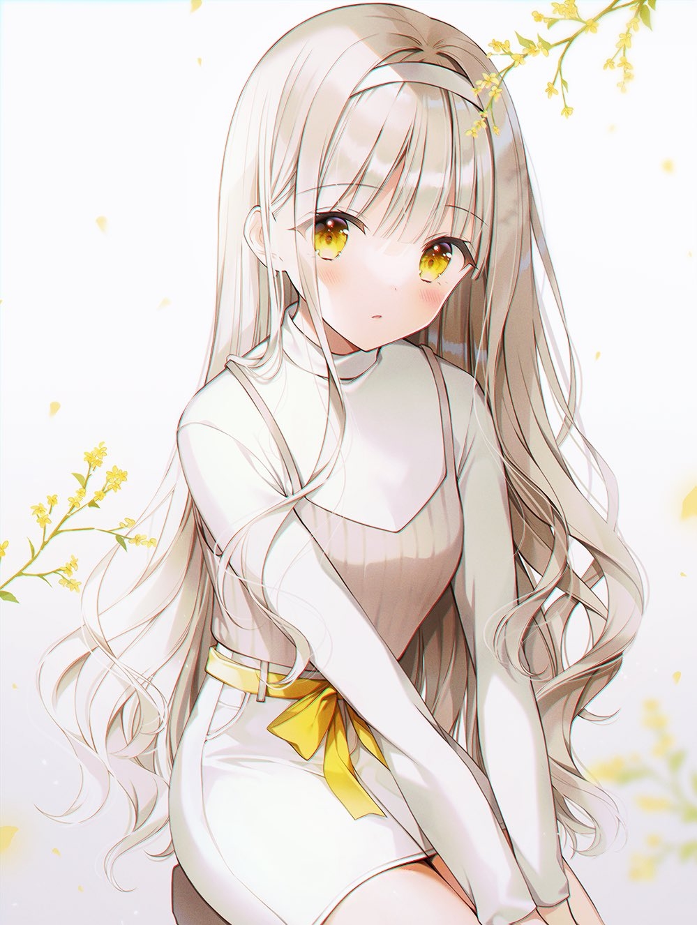 Anime Girl With White Hair And Yellow Eyes