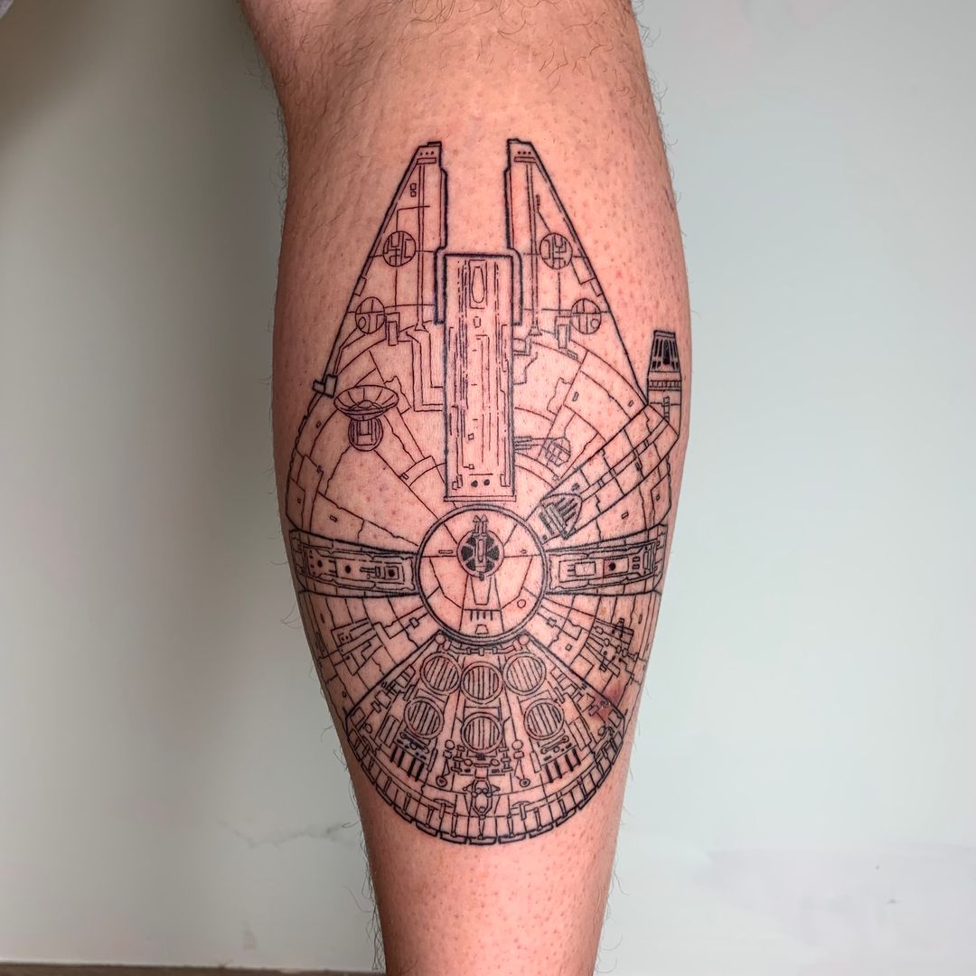 My Millennium Falcon tattoo Love it  rStarWars